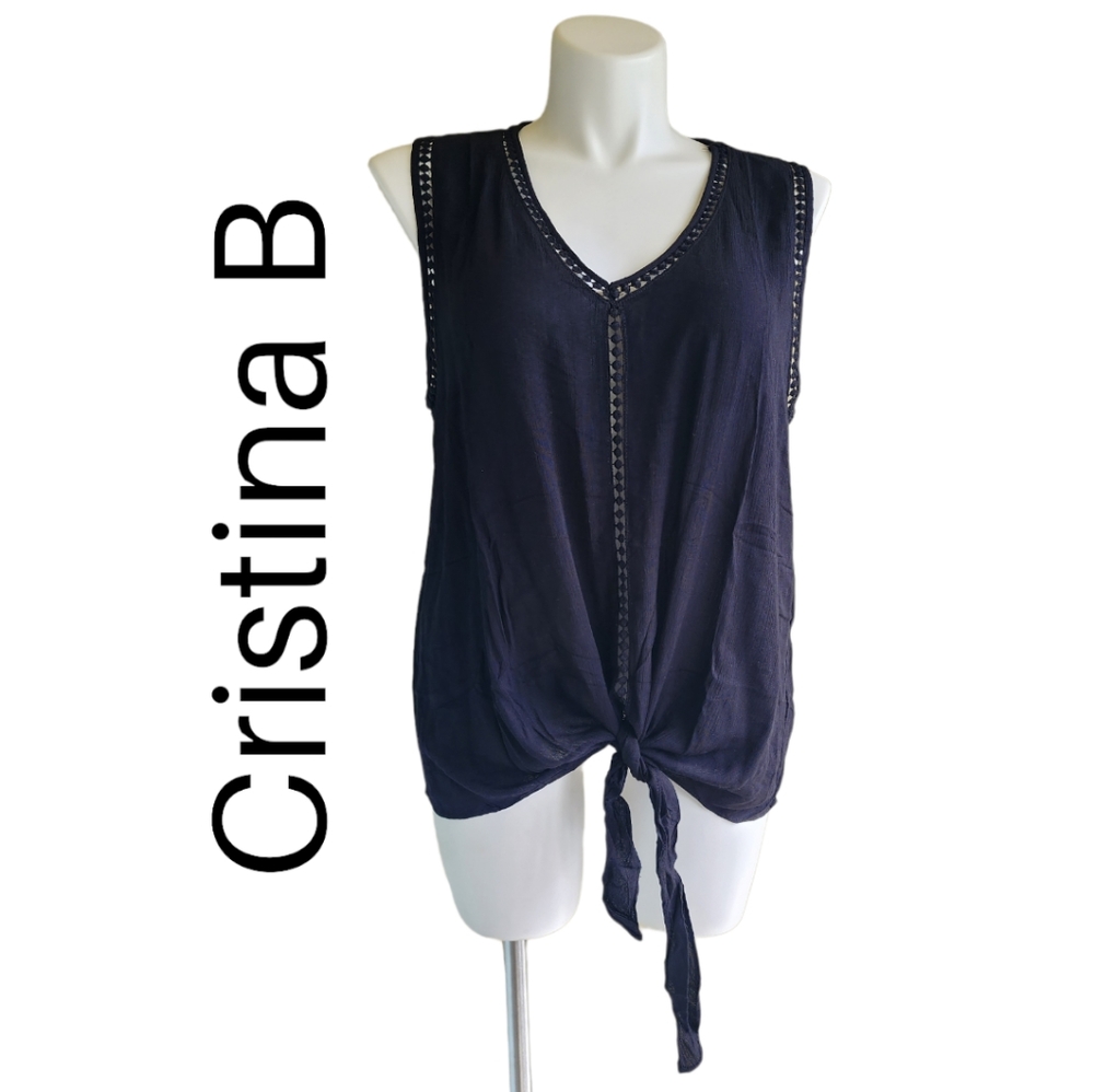Cristina B. Black tie up top - blouse NWT! Size 1X